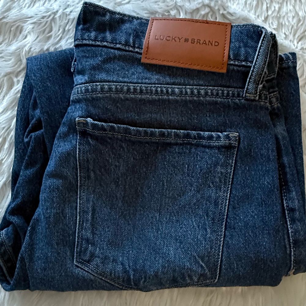 Lucky Brand Dark Blue Denim Jacket with Brown Patch